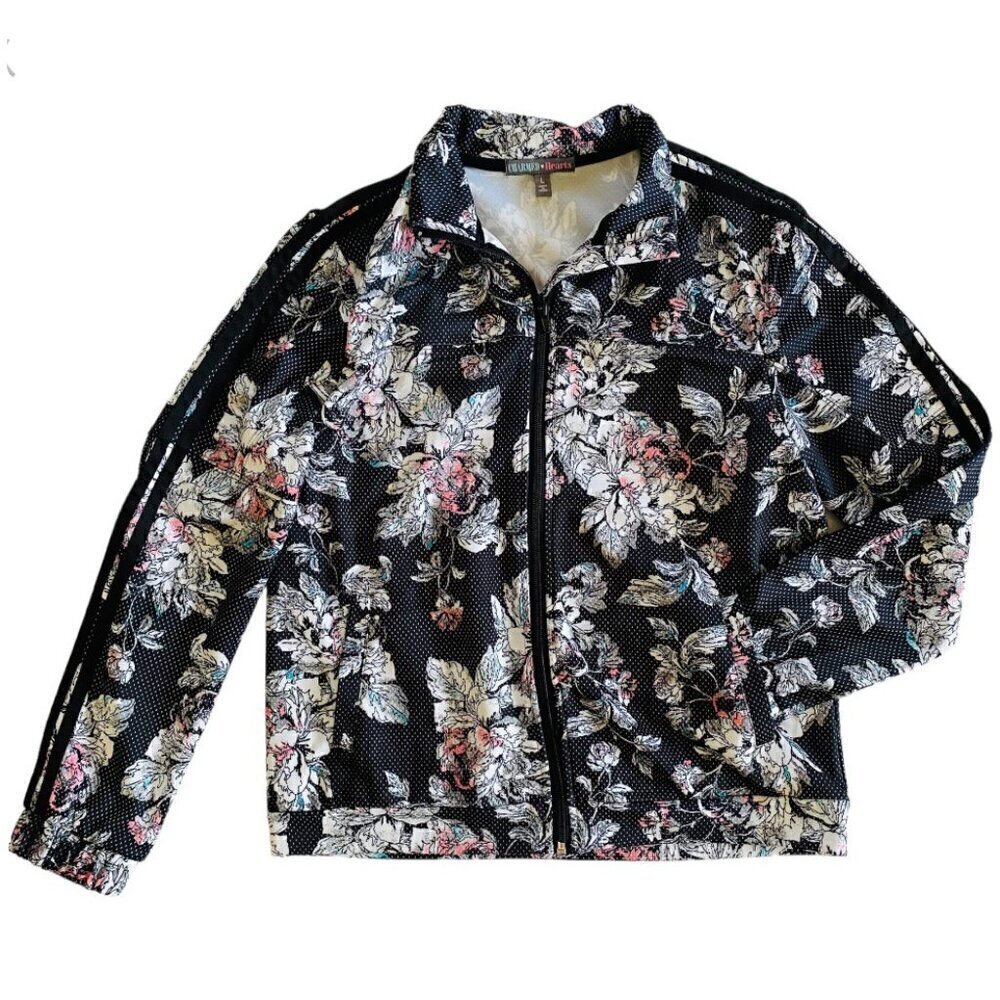 Charmed Hearts Floral Zippered Lightweight Jacket Sz M